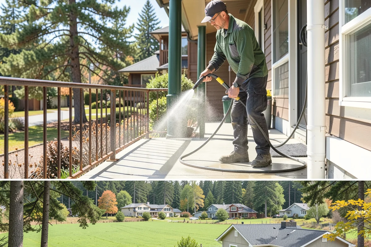 Stone Patio Cleaning in Lyman, Skagit County, WA - Stone patios clean best in warm, dry summer weeks that let porous stone dry evenly.