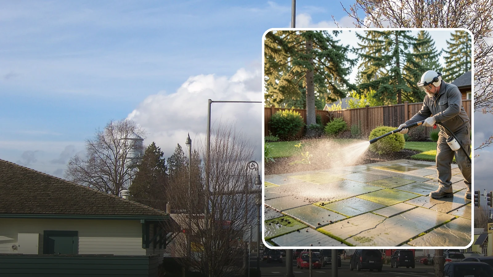 Stone Patio Cleaning in Marysville, Snohomish County, WA - Clean natural stone patios with surface-safe chemistry that removes algae without harming the stone.