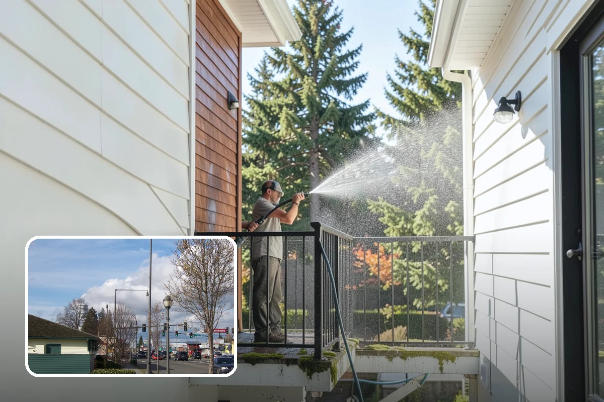 Stone Patio Cleaning in Marysville, Snohomish County, WA - Lifts black algae without etching the stone