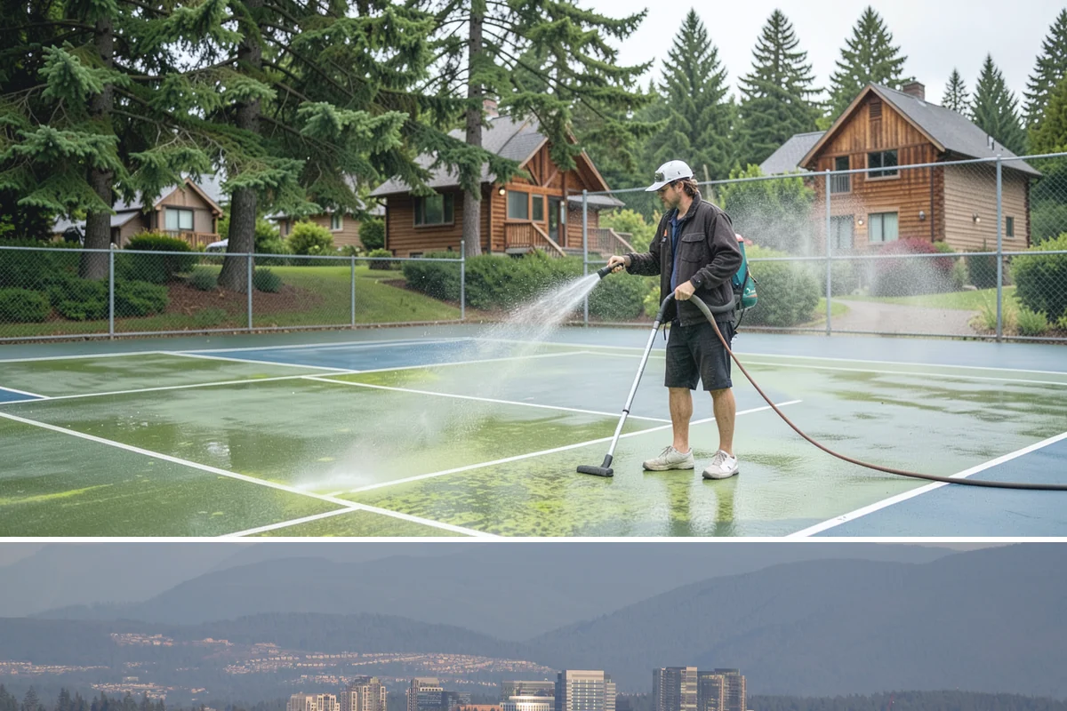 Stone Patio Cleaning in Medina, King County, WA - Stone patios clean best in warm, dry summer weeks that let porous stone dry evenly.