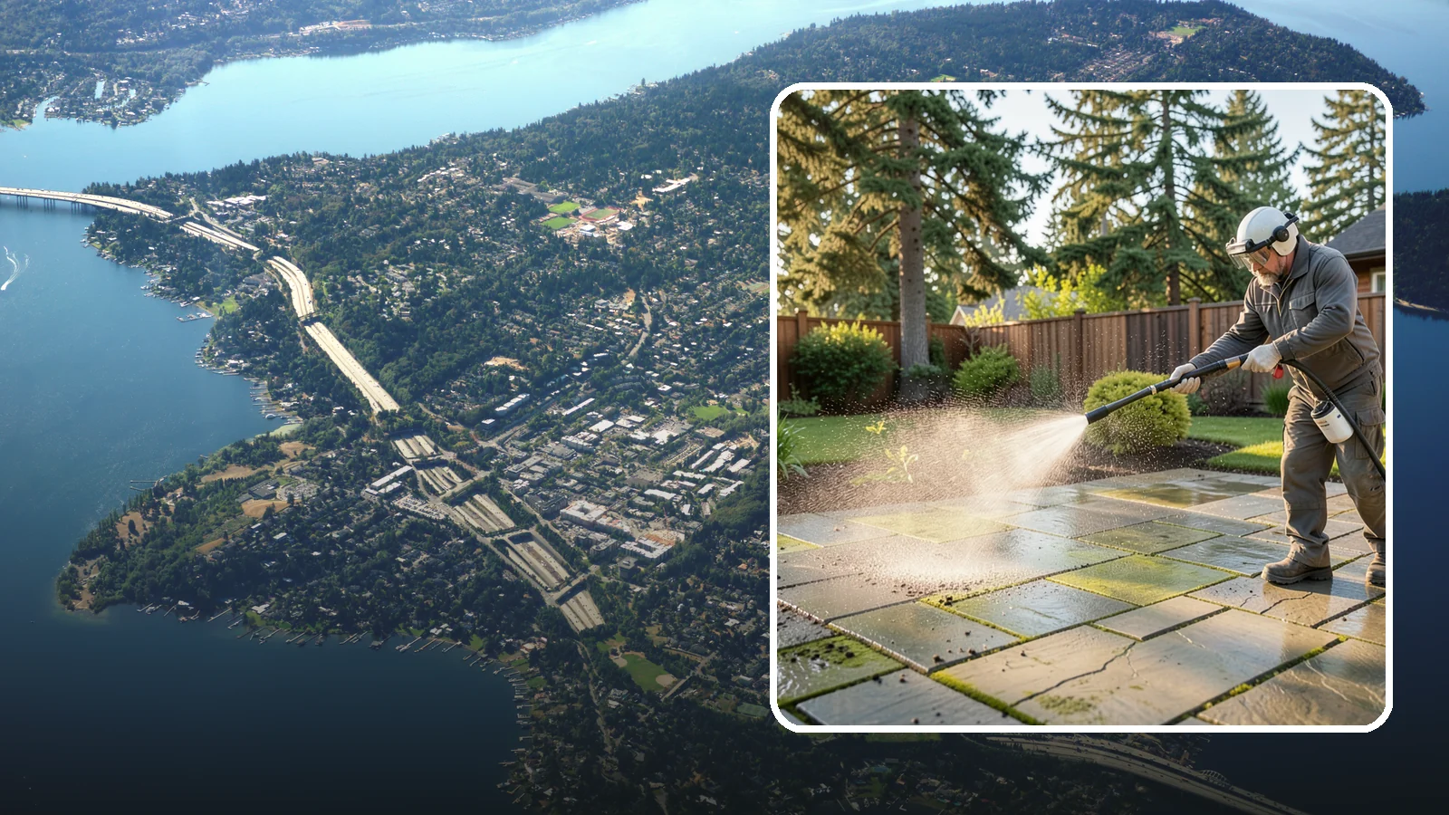 Stone Patio Cleaning in Mercer Island, King County, WA - Clean natural stone patios with surface-safe chemistry that removes algae without harming the stone.