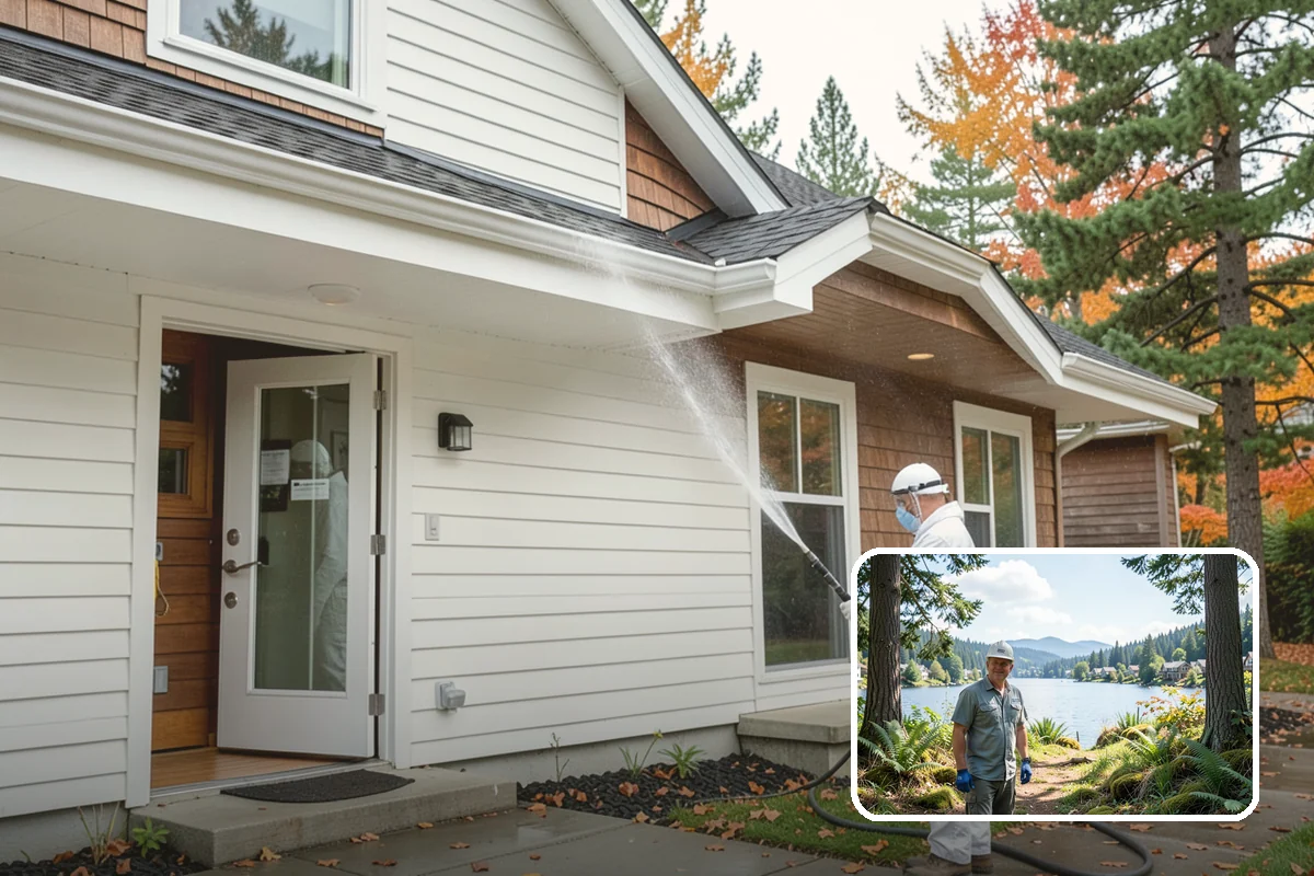 Stone Patio Cleaning in Milton, King County, WA - Lifts black algae without etching the stone