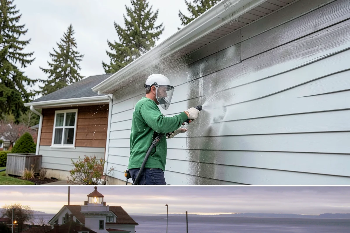 Stone Patio Cleaning in Mukilteo, Snohomish County, WA - Stone patios clean best in warm, dry summer weeks that let porous stone dry evenly.