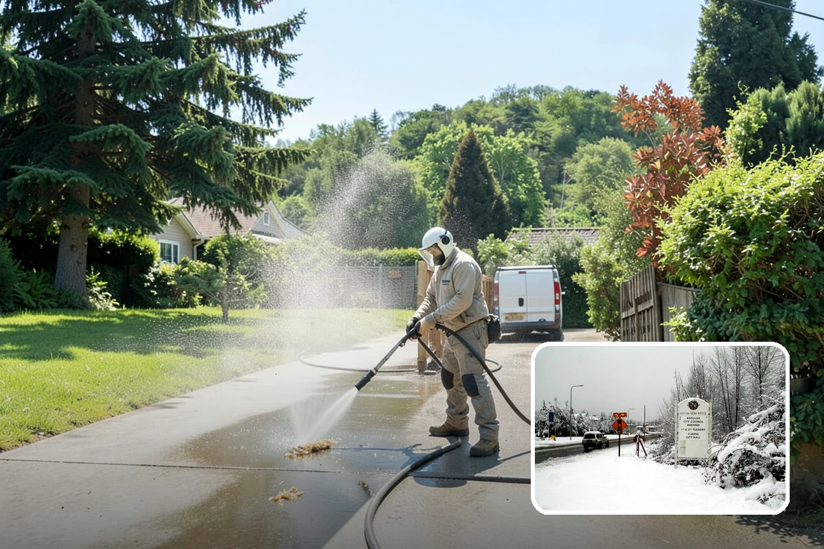 Stone Patio Cleaning in Newcastle, King County, WA - Lifts black algae without etching the stone