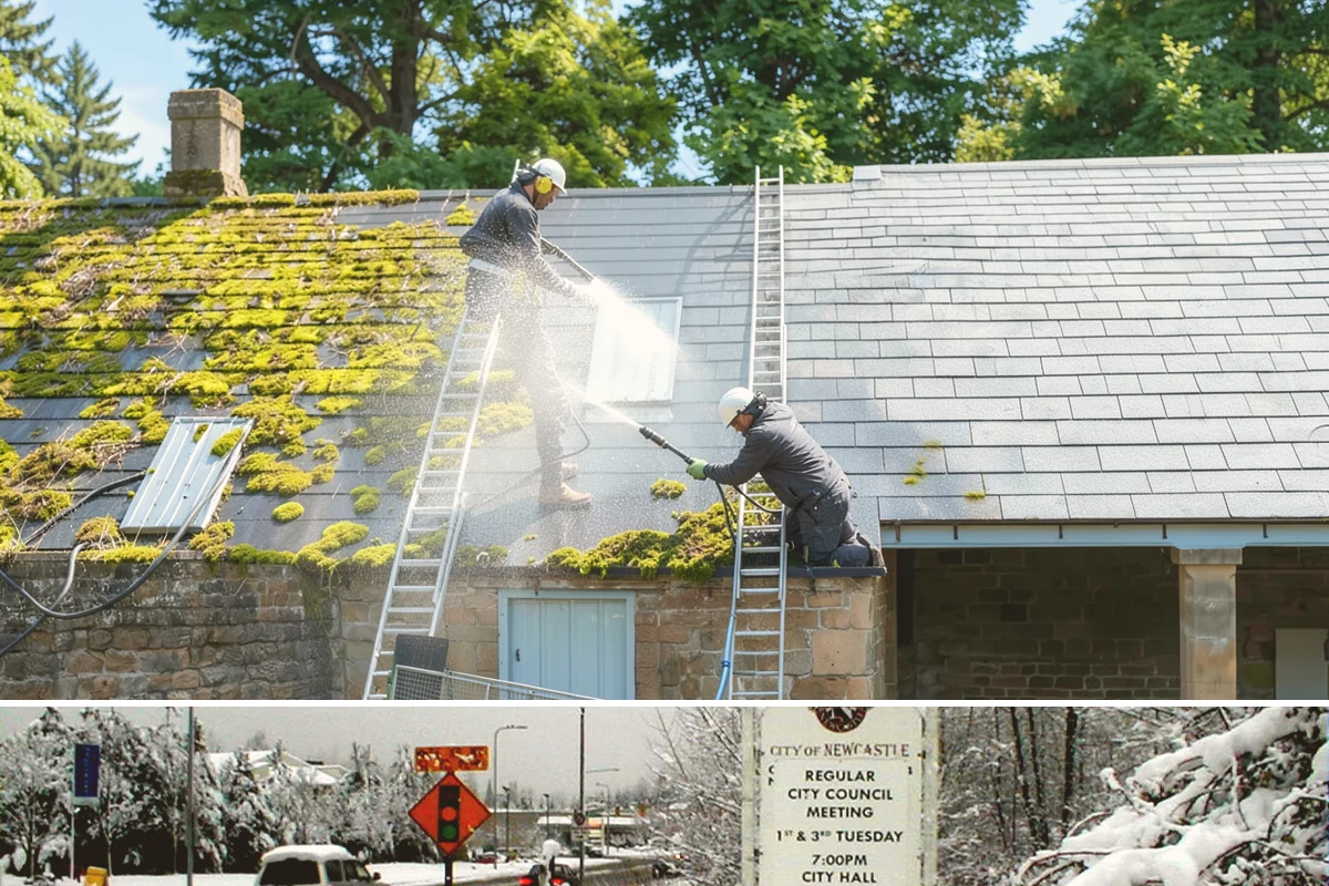 Stone Patio Cleaning in Newcastle, King County, WA - Stone patios clean best in warm, dry summer weeks that let porous stone dry evenly.