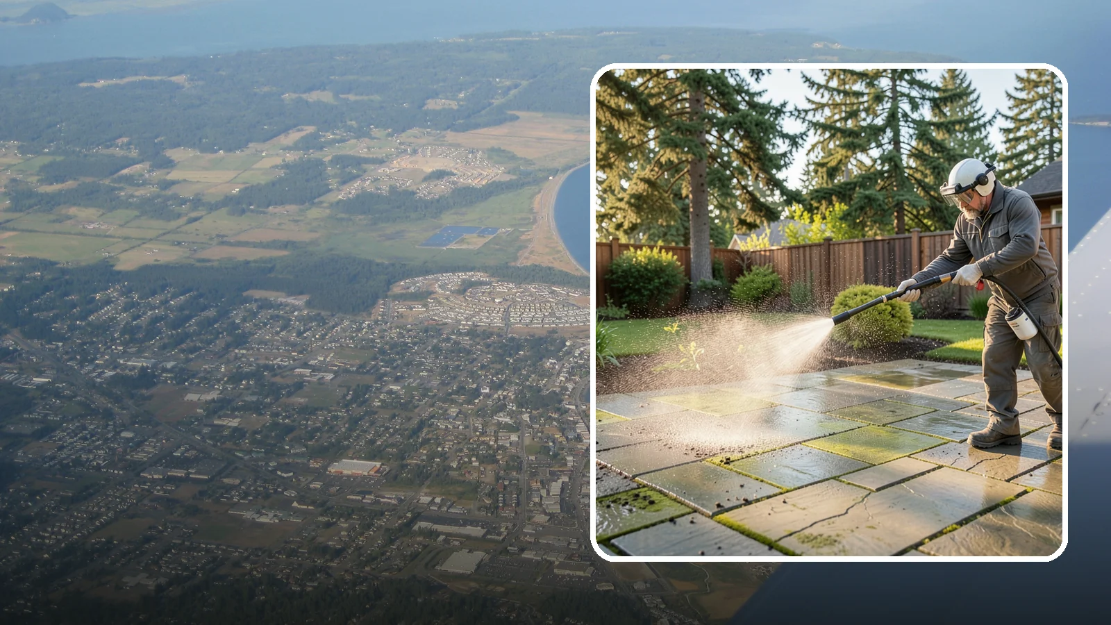 Stone Patio Cleaning in Oak Harbor, Island County, WA - Clean natural stone patios with surface-safe chemistry that removes algae without harming the stone.