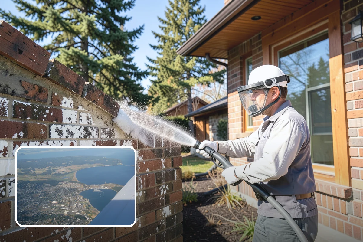 Stone Patio Cleaning in Oak Harbor, Island County, WA - Lifts black algae without etching the stone