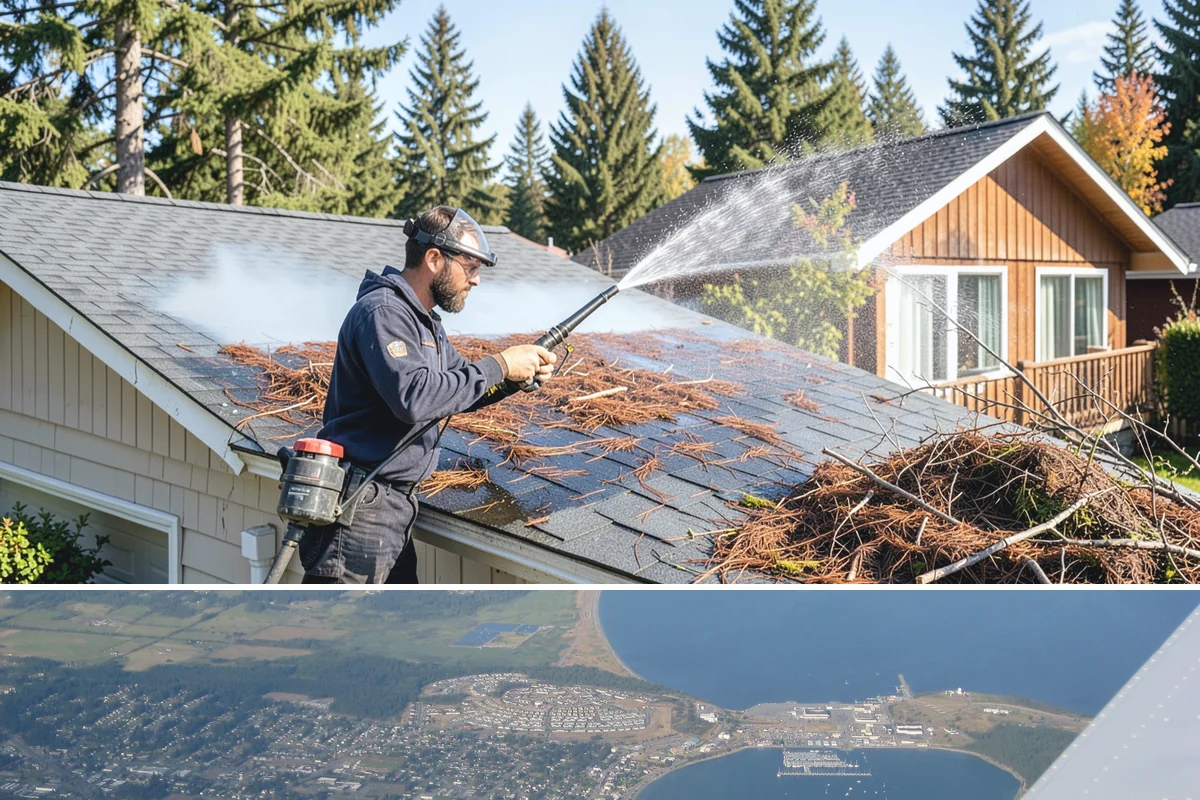 Stone Patio Cleaning in Oak Harbor, Island County, WA - Stone patios clean best in warm, dry summer weeks that let porous stone dry evenly.