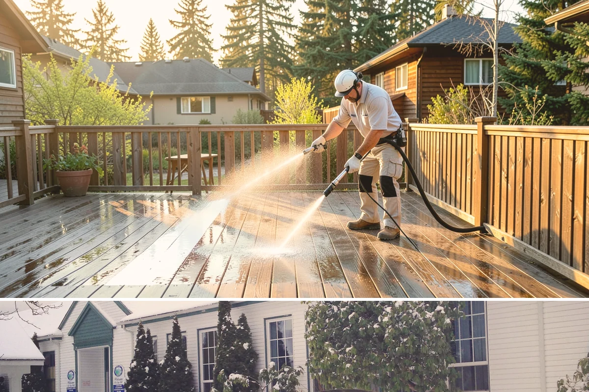 Stone Patio Cleaning in Pacific, King County, WA - Stone patios clean best in warm, dry summer weeks that let porous stone dry evenly.