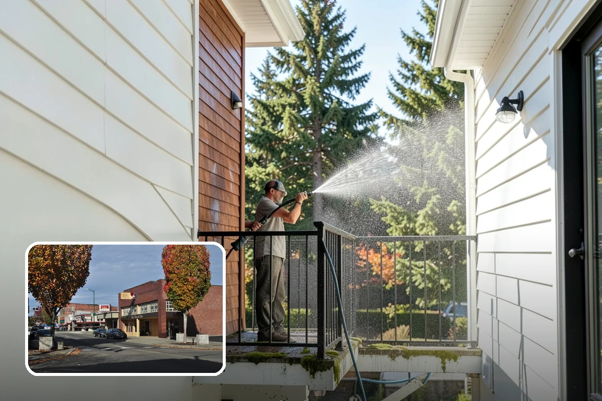 Stone Patio Cleaning in Puyallup, Pierce County, WA - Lifts black algae without etching the stone