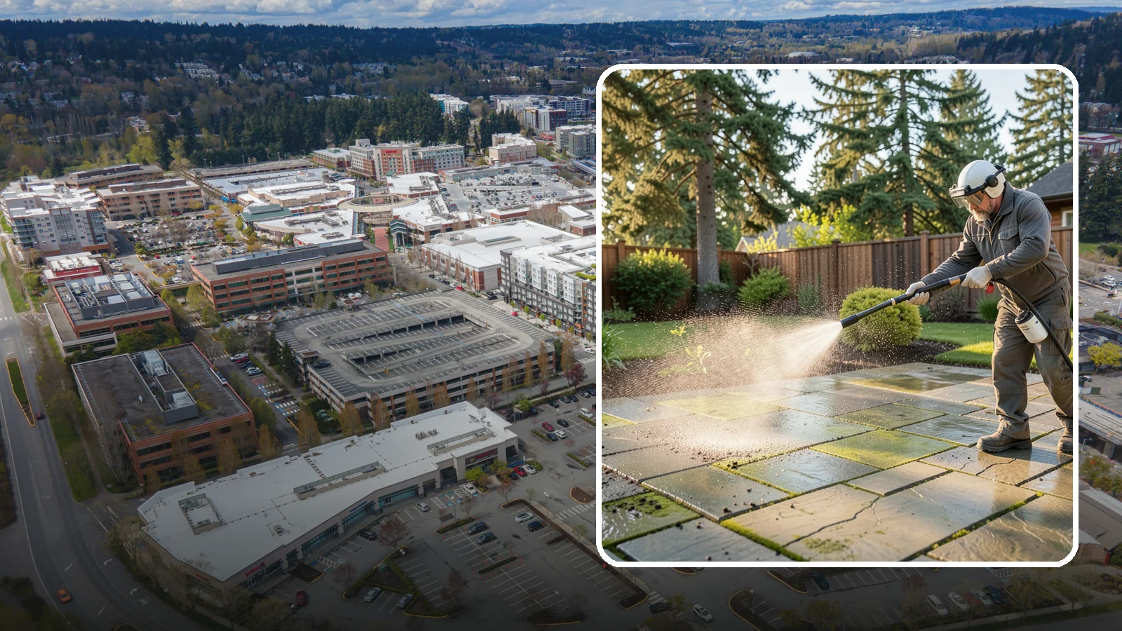 Stone Patio Cleaning in Redmond, King County, WA - Clean natural stone patios with surface-safe chemistry that removes algae without harming the stone.