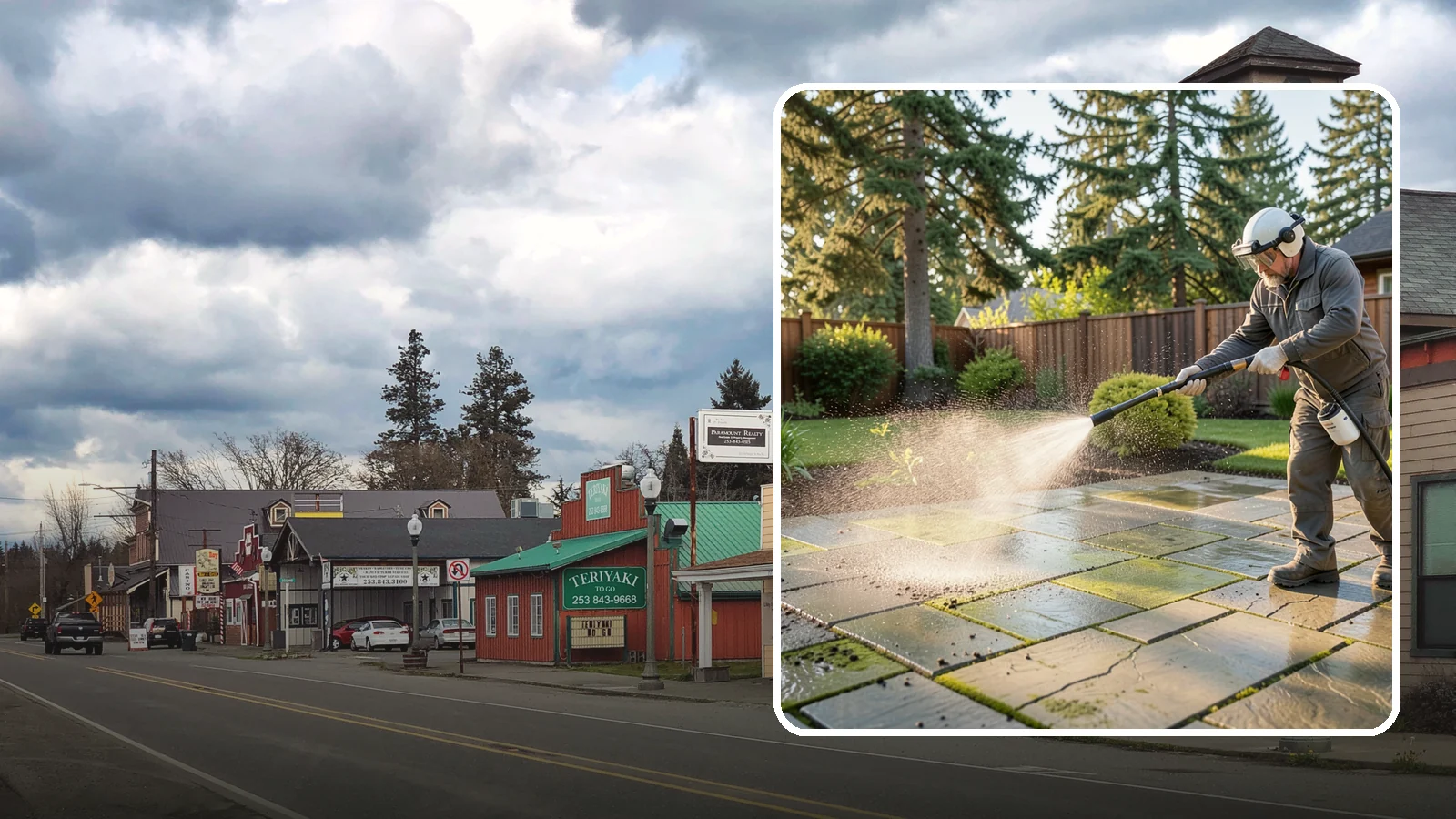 Stone Patio Cleaning in Roy, Pierce County, WA - Clean natural stone patios with surface-safe chemistry that removes algae without harming the stone.