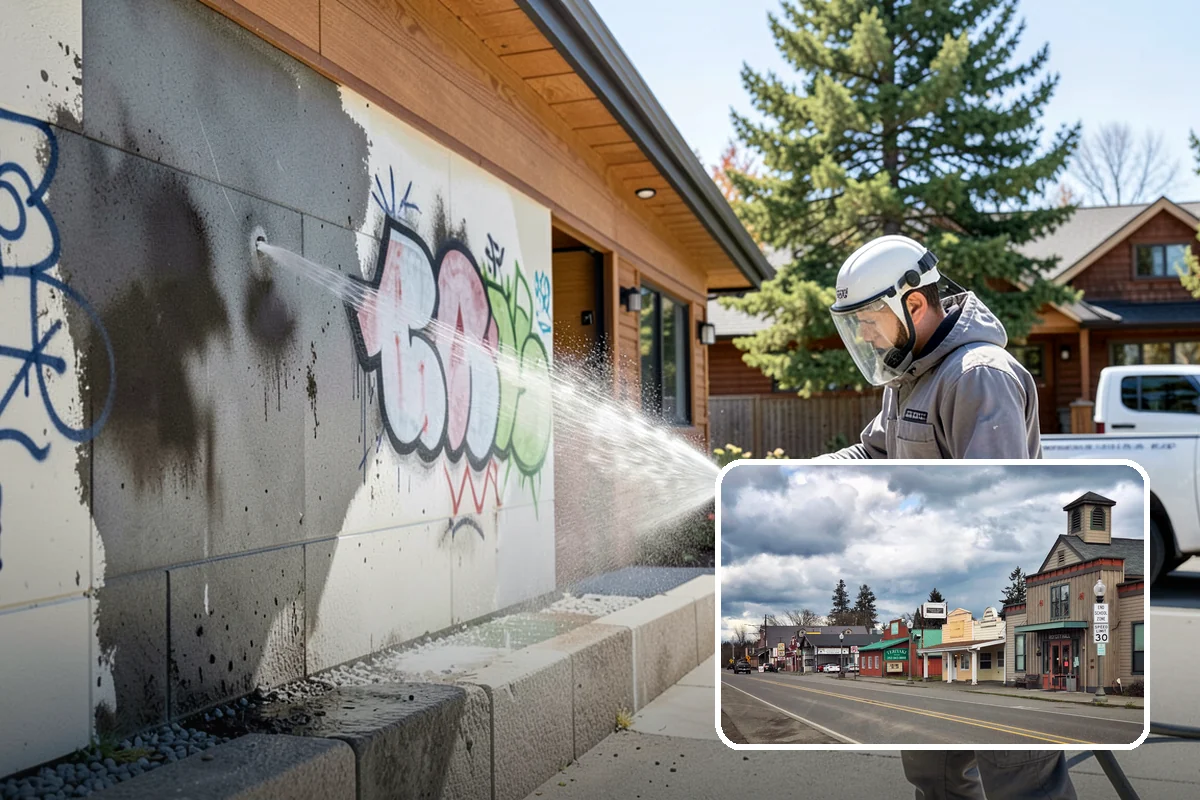 Stone Patio Cleaning in Roy, Pierce County, WA - Lifts black algae without etching the stone