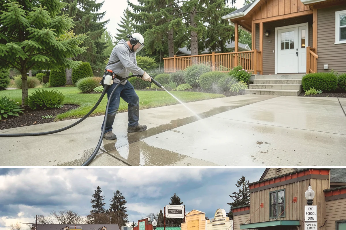 Stone Patio Cleaning in Roy, Pierce County, WA - Stone patios clean best in warm, dry summer weeks that let porous stone dry evenly.