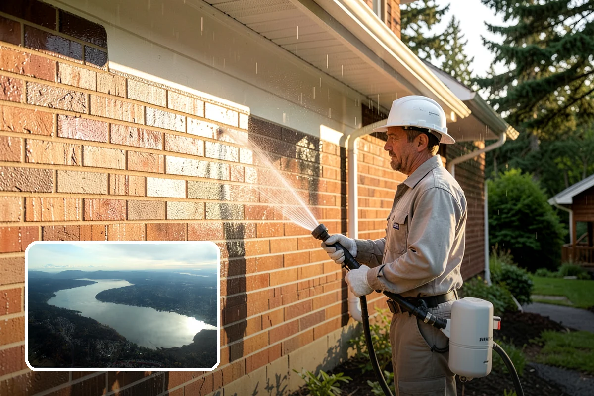 Stone Patio Cleaning in Sammamish, King County, WA - Lifts black algae without etching the stone