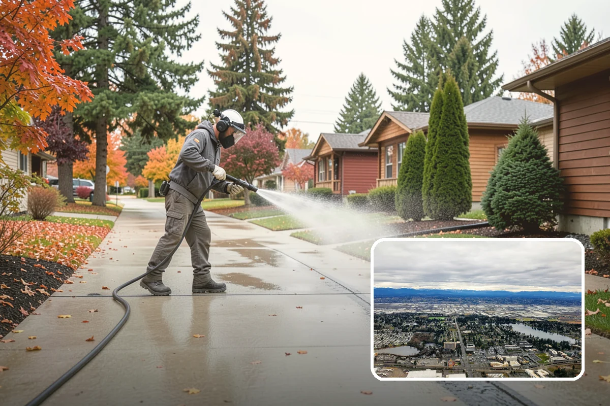 Stone Patio Cleaning in SeaTac, King County, WA - Lifts black algae without etching the stone