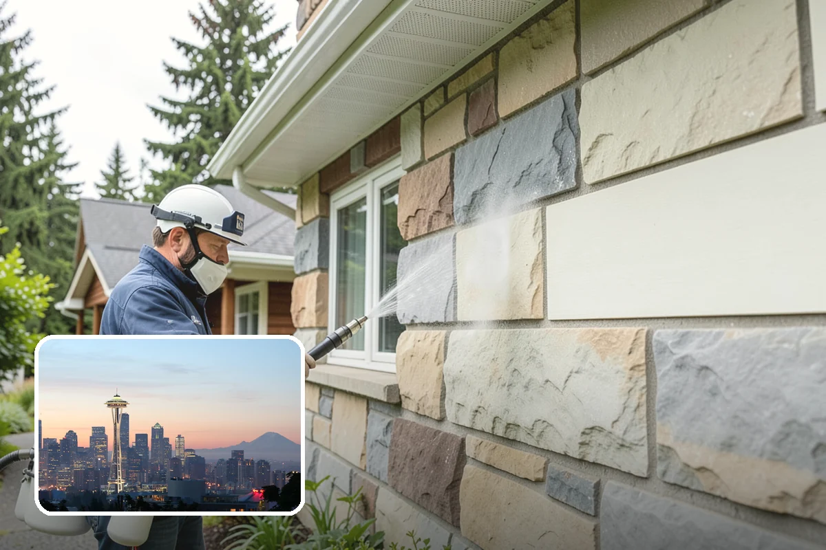 Stone Patio Cleaning in Seattle, King County, WA - Lifts black algae without etching the stone