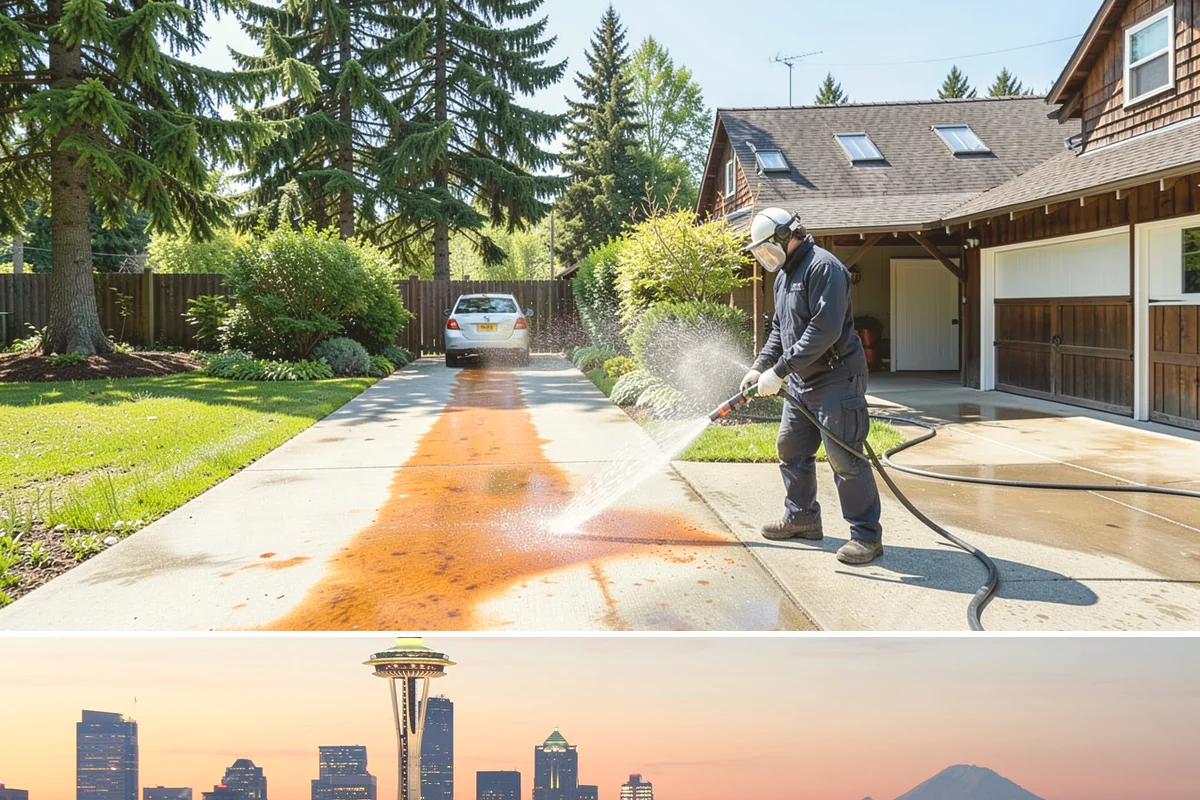 Stone Patio Cleaning in Seattle, King County, WA - Stone patios clean best in warm, dry summer weeks that let porous stone dry evenly.