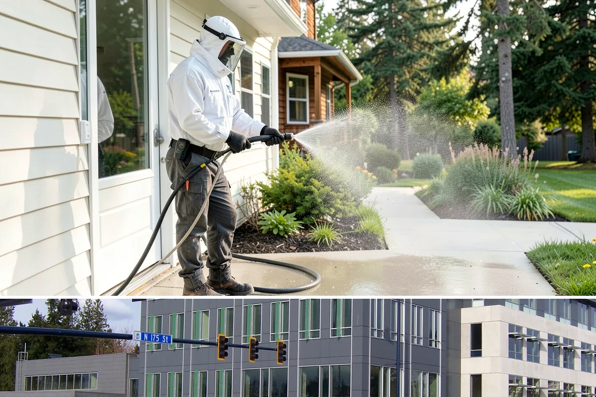 Stone Patio Cleaning in Shoreline, King County, WA - Stone patios clean best in warm, dry summer weeks that let porous stone dry evenly.