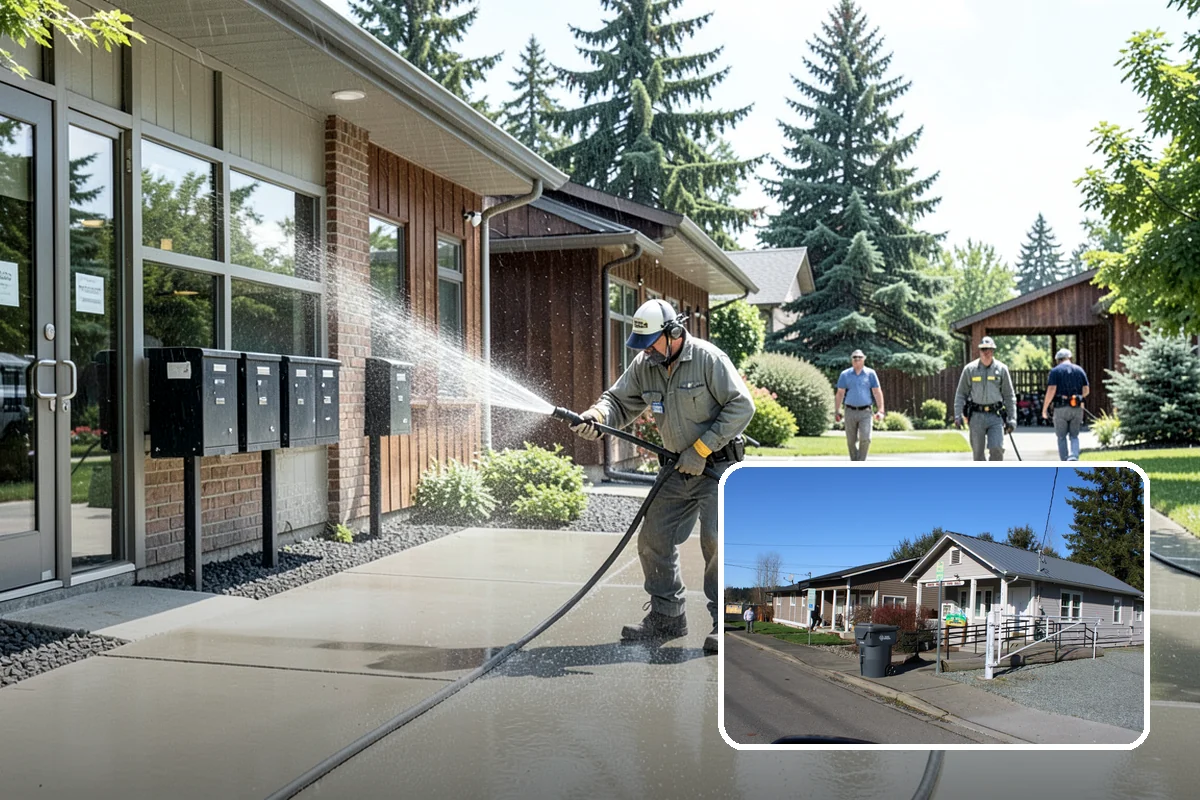 Stone Patio Cleaning in South Prairie, Pierce County, WA - Lifts black algae without etching the stone