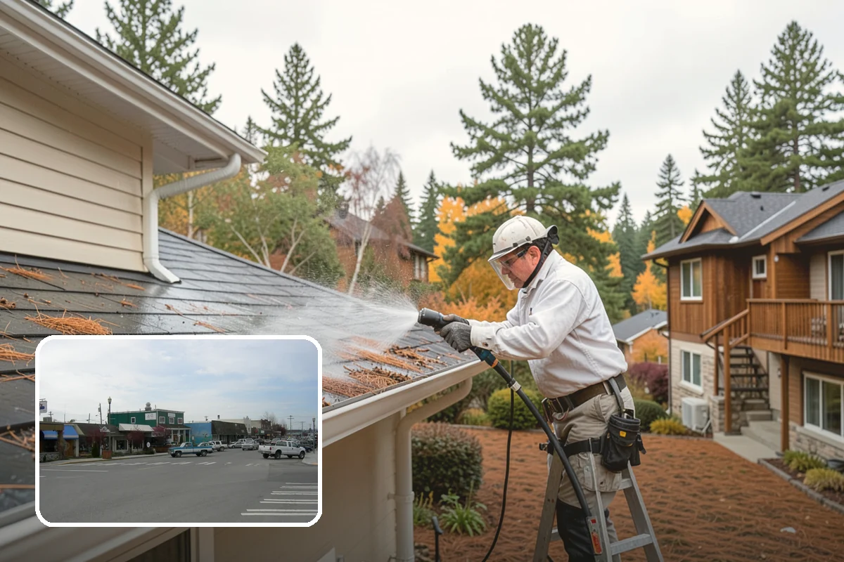 Stone Patio Cleaning in Stanwood, Snohomish County, WA - Lifts black algae without etching the stone