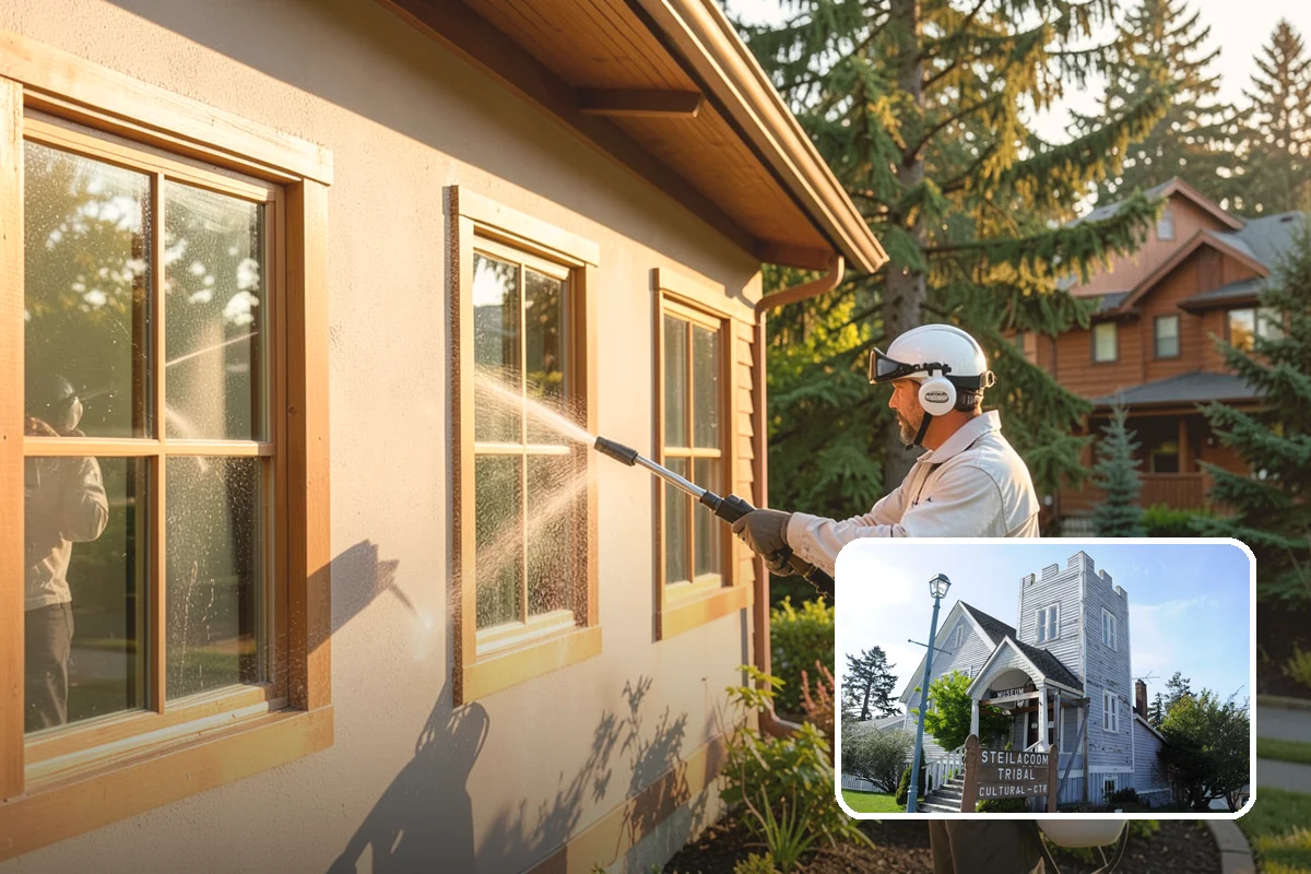 Stone Patio Cleaning in Steilacoom, Pierce County, WA - Lifts black algae without etching the stone