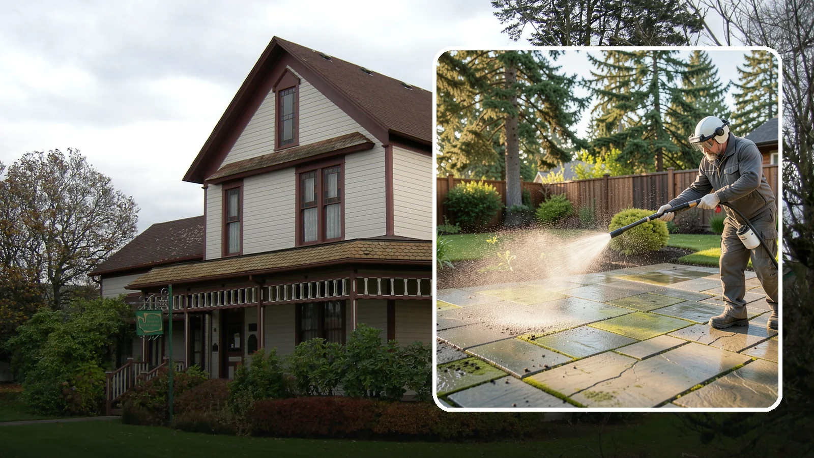 Stone Patio Cleaning in Sumner, Pierce County, WA - Clean natural stone patios with surface-safe chemistry that removes algae without harming the stone.