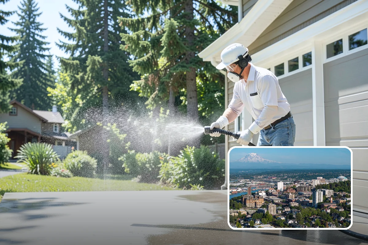 Stone Patio Cleaning in Tacoma, Pierce County, WA - Lifts black algae without etching the stone