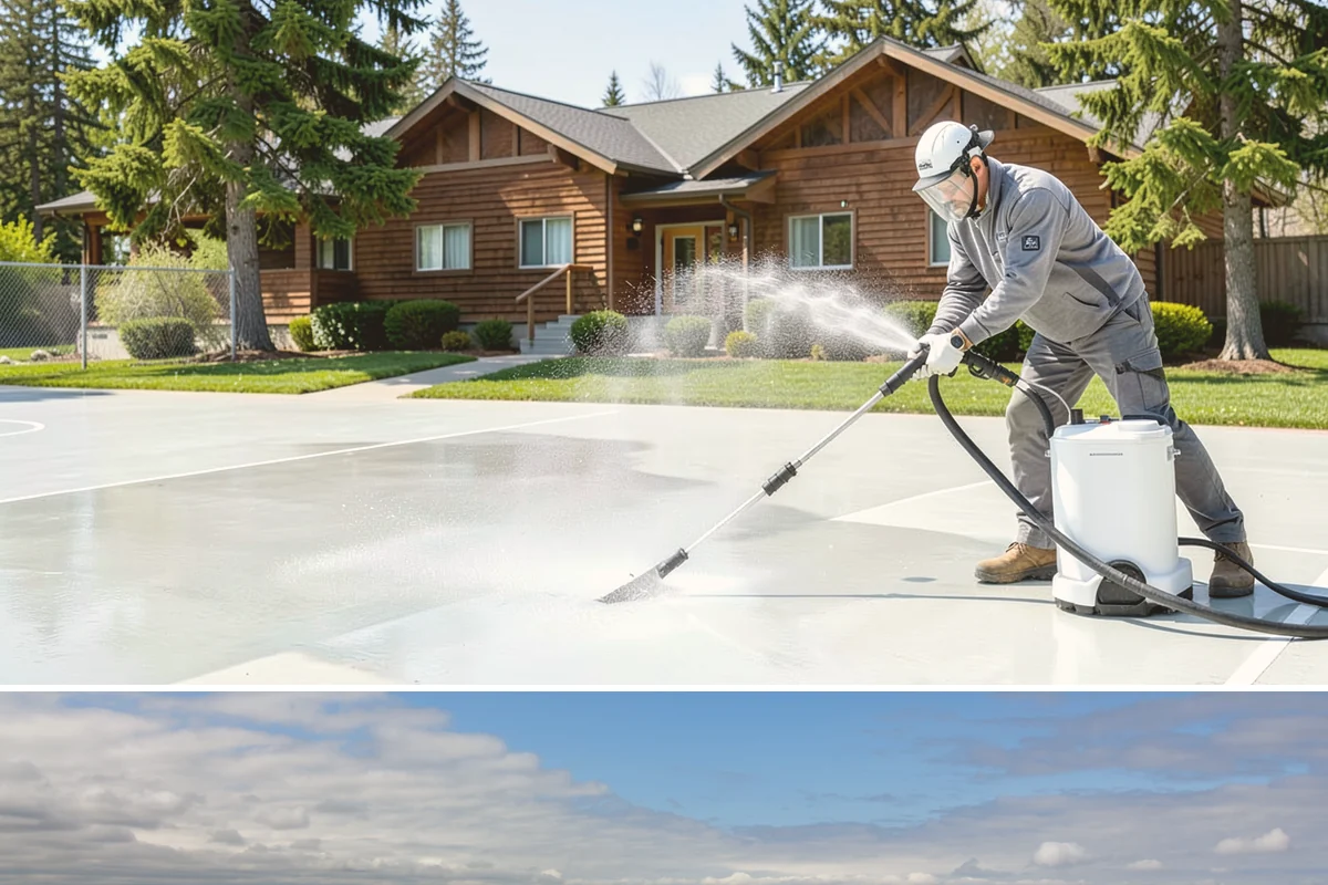 Stone Patio Cleaning in University Place, Pierce County, WA - Stone patios clean best in warm, dry summer weeks that let porous stone dry evenly.