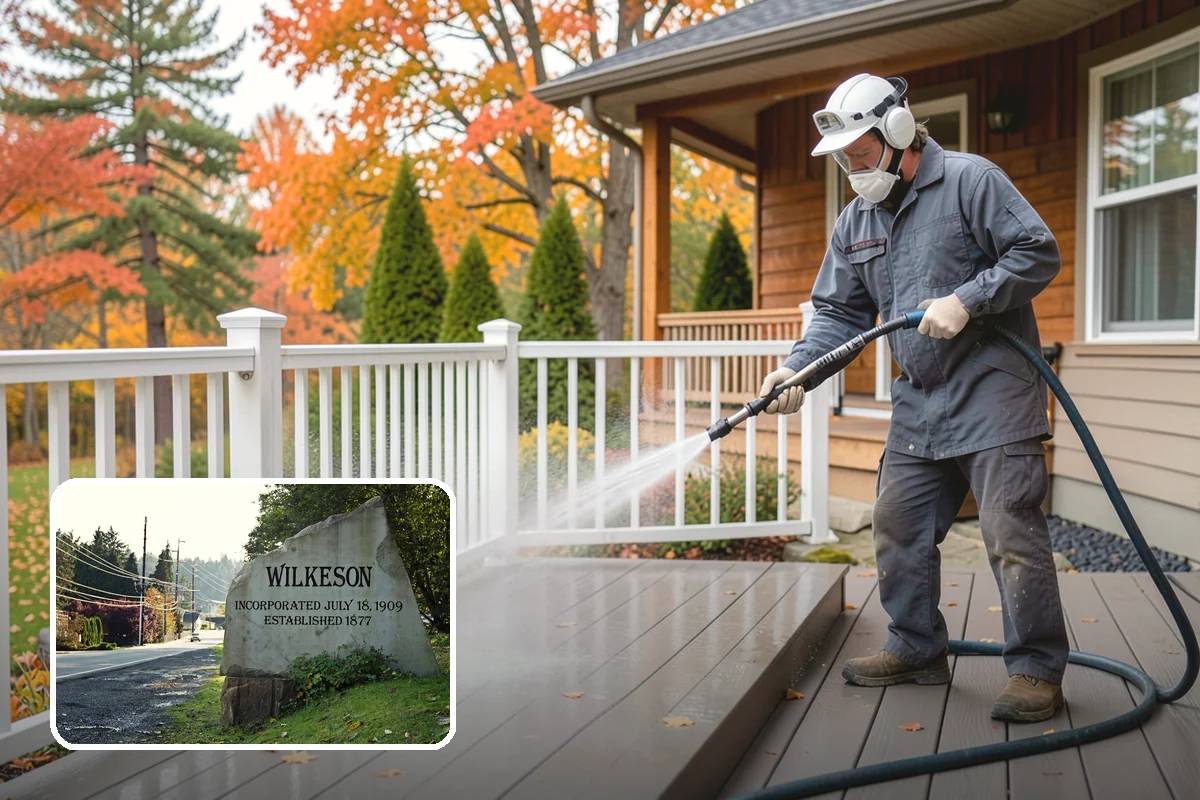 Stone Patio Cleaning in Wilkeson, Pierce County, WA - Lifts black algae without etching the stone