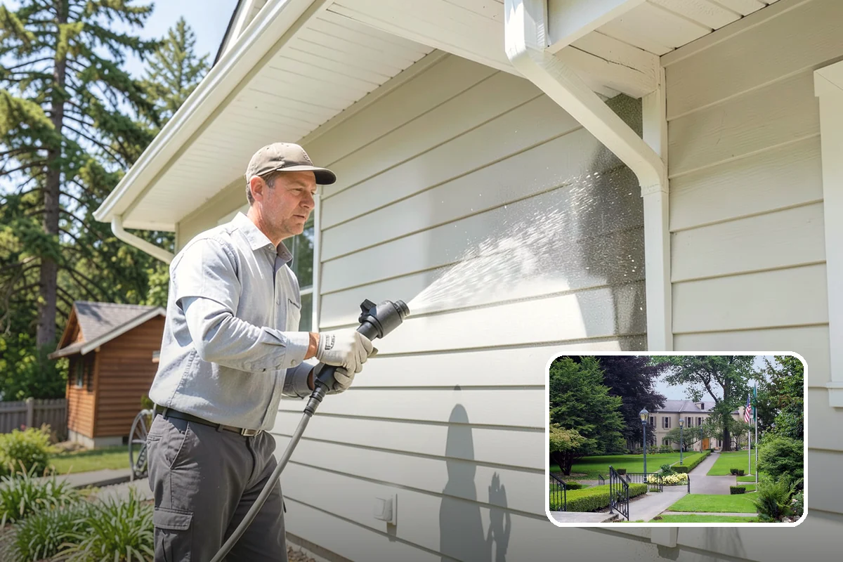 Stone Patio Cleaning in Woodinville, King County, WA - Lifts black algae without etching the stone