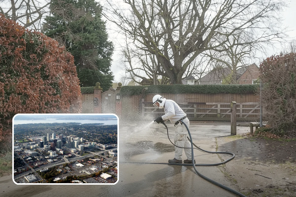 Stone Surface Cleaning in Bellevue, King County, WA - Clears moss, algae, and organic staining from stone
