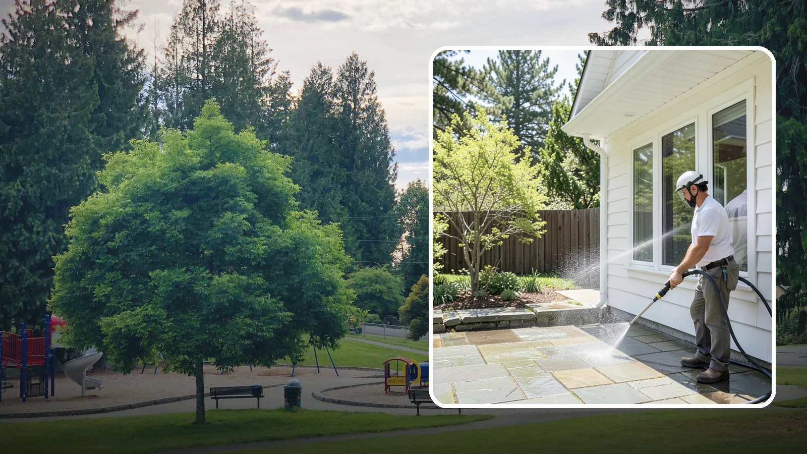 Stone Surface Cleaning in Bonney Lake, Pierce County, WA - Cleaning of natural and manufactured stone surfaces that clears moss, algae, and staining while protecting the stone.