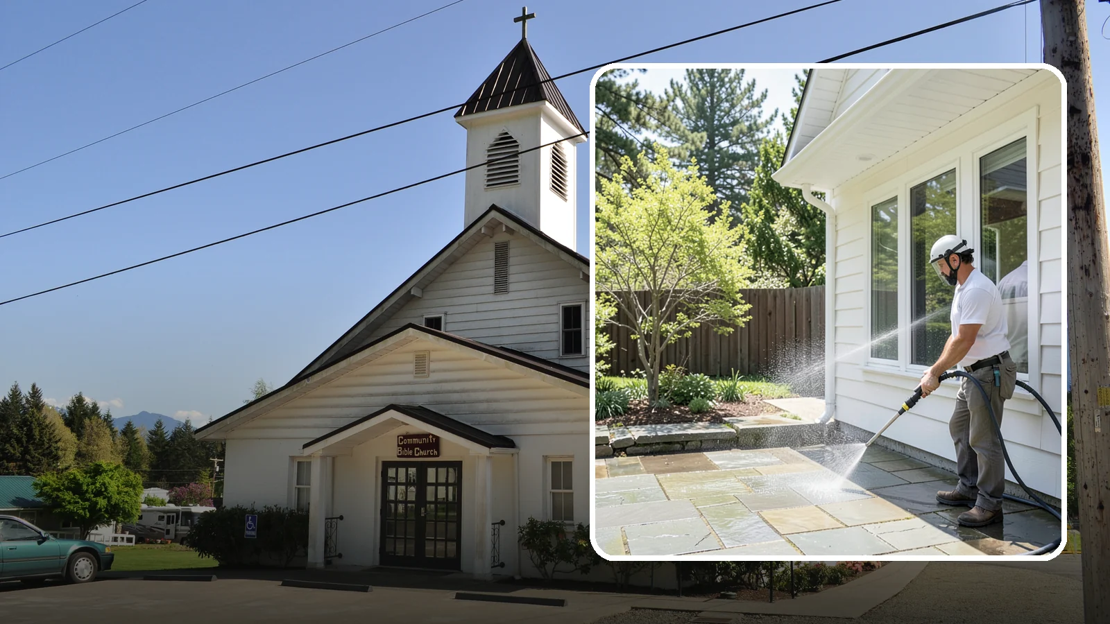 Stone Surface Cleaning in Concrete, Skagit County, WA - Cleaning of natural and manufactured stone surfaces that clears moss, algae, and staining while protecting the stone.