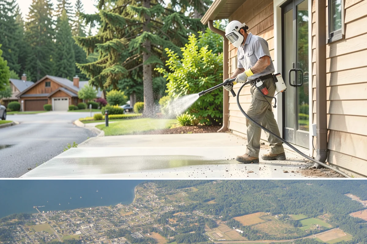 Stone Surface Cleaning in Coupeville, Island County, WA - Clean stone surfaces in spring or summer to remove the moss and algae that thrive through the damp, shaded winter.
