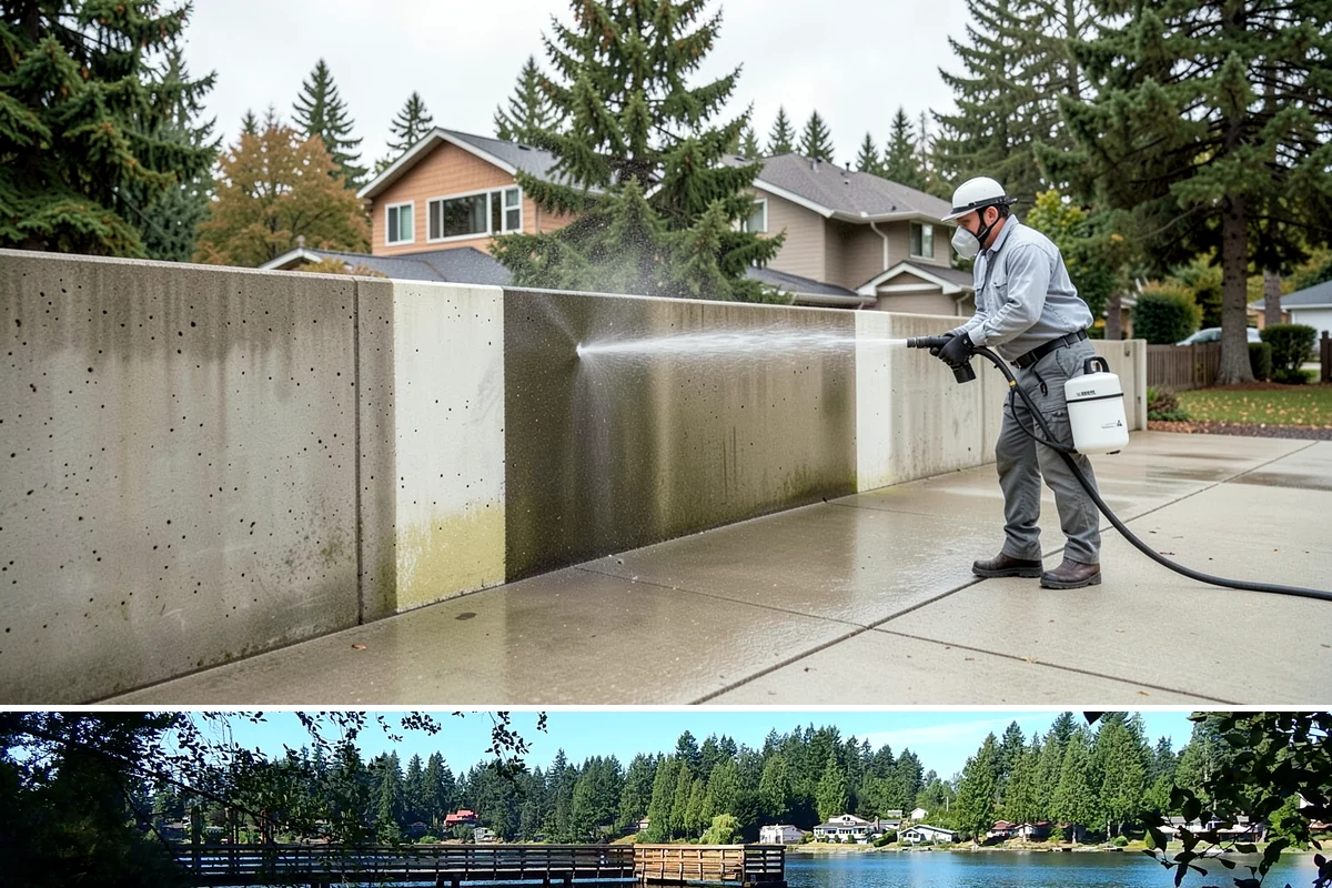 Stone Surface Cleaning in Federal Way, King County, WA - Clean stone surfaces in spring or summer to remove the moss and algae that thrive through the damp, shaded winter.