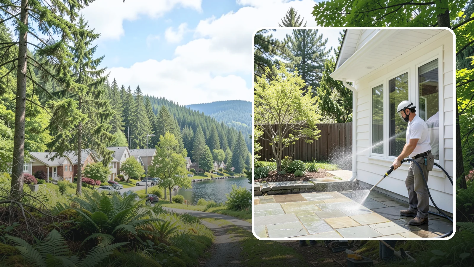 Stone Surface Cleaning in Lake Forest Park, King County, WA - Cleaning of natural and manufactured stone surfaces that clears moss, algae, and staining while protecting the stone.