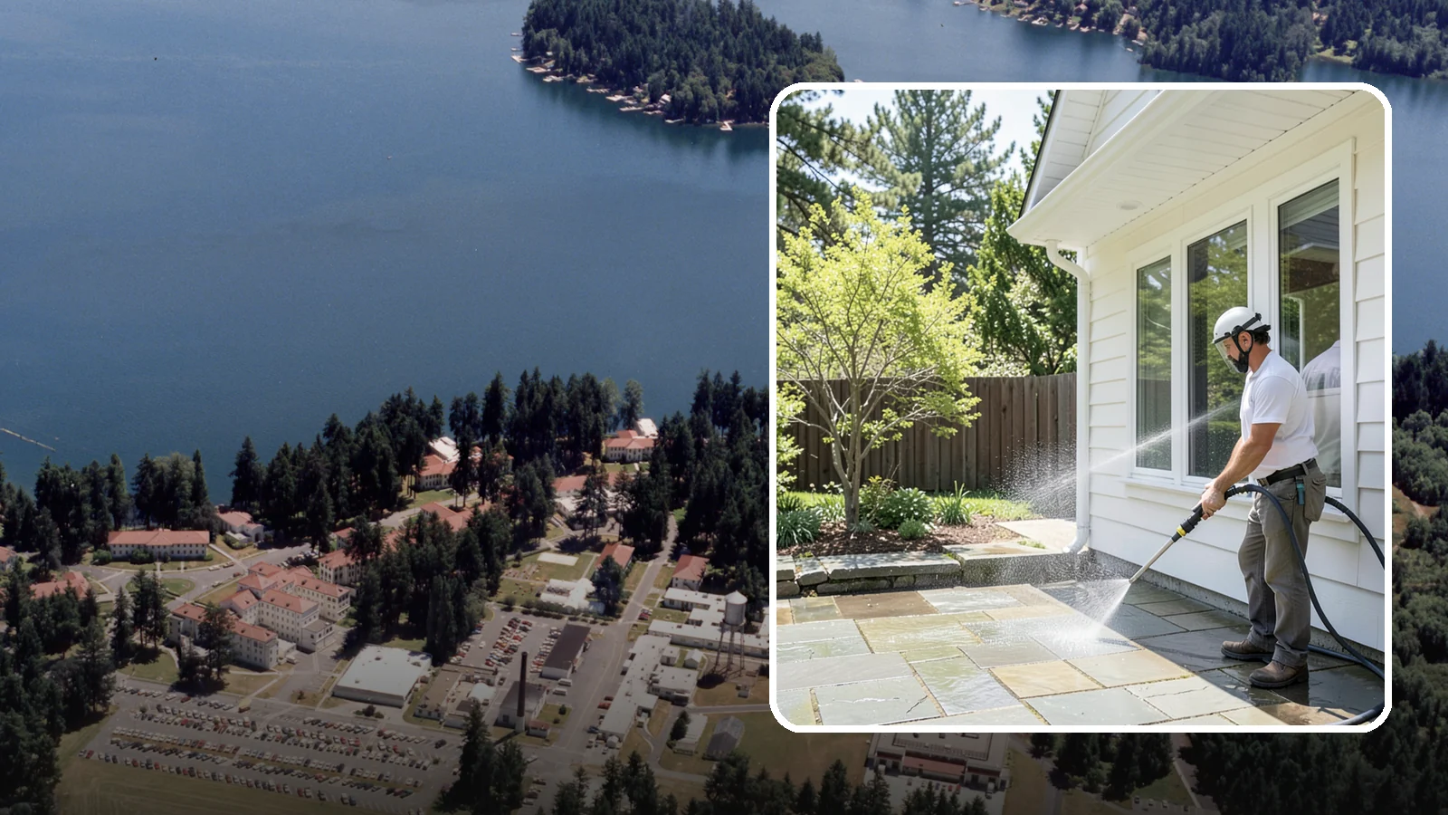 Stone Surface Cleaning in Lakewood, Pierce County, WA - Cleaning of natural and manufactured stone surfaces that clears moss, algae, and staining while protecting the stone.