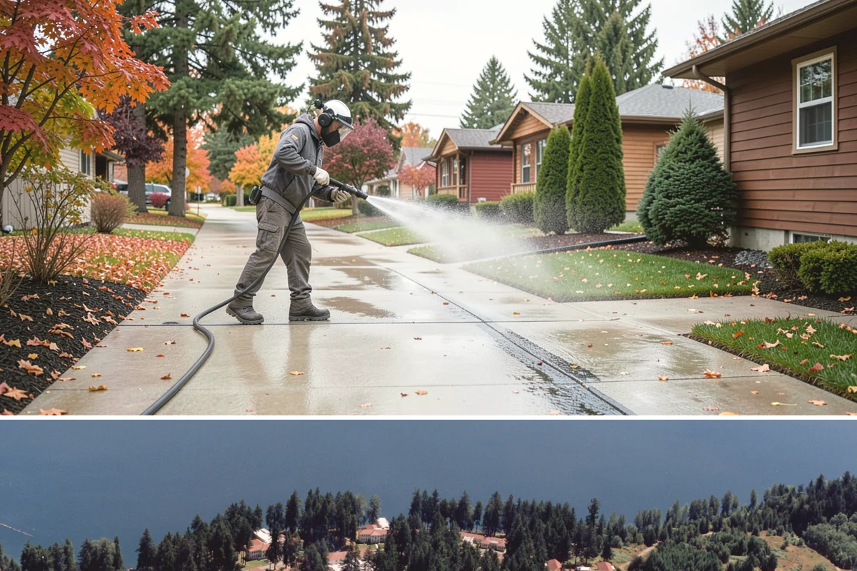Stone Surface Cleaning in Lakewood, Pierce County, WA - Clean stone surfaces in spring or summer to remove the moss and algae that thrive through the damp, shaded winter.