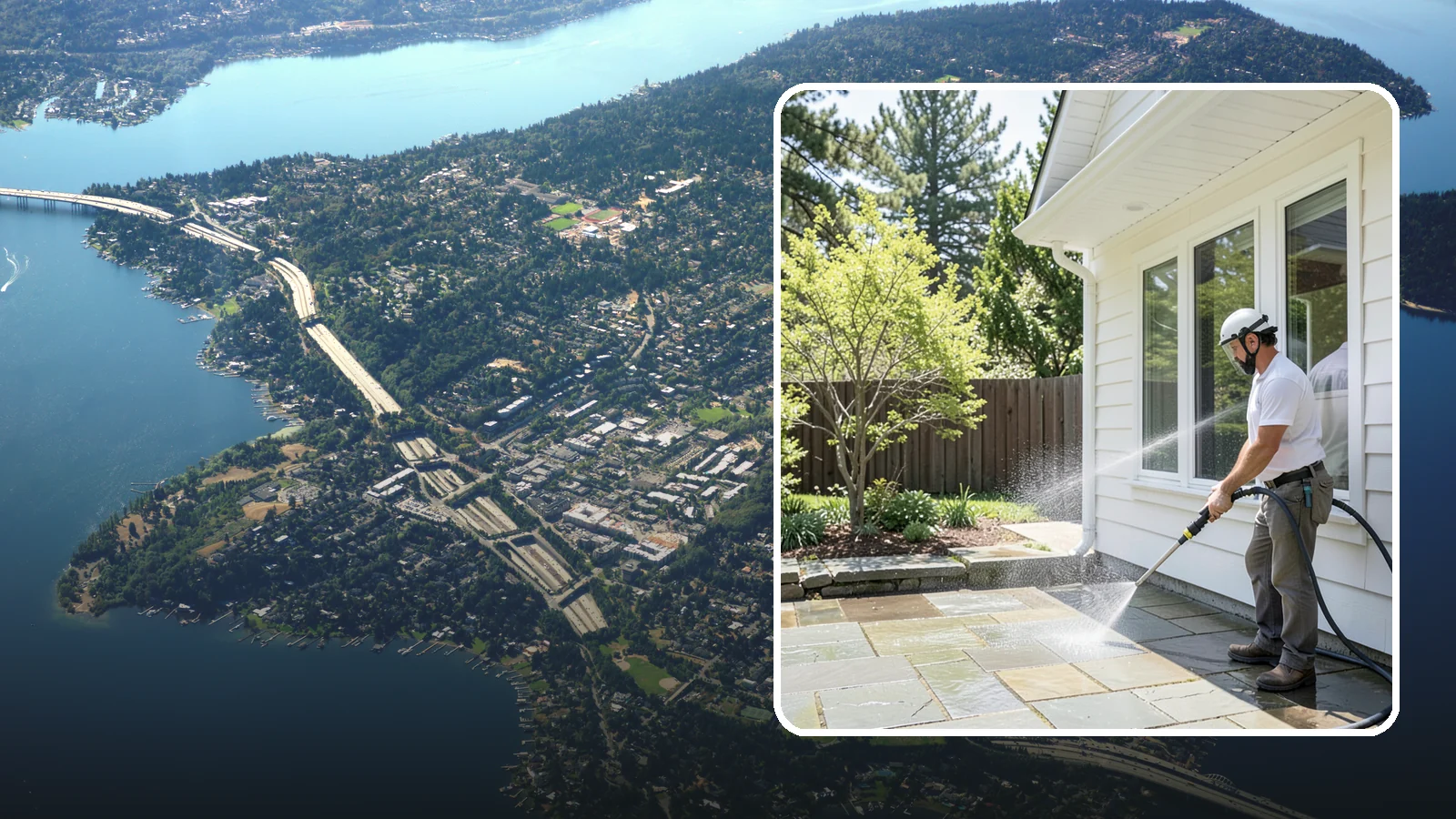 Stone Surface Cleaning in Mercer Island, King County, WA - Cleaning of natural and manufactured stone surfaces that clears moss, algae, and staining while protecting the stone.