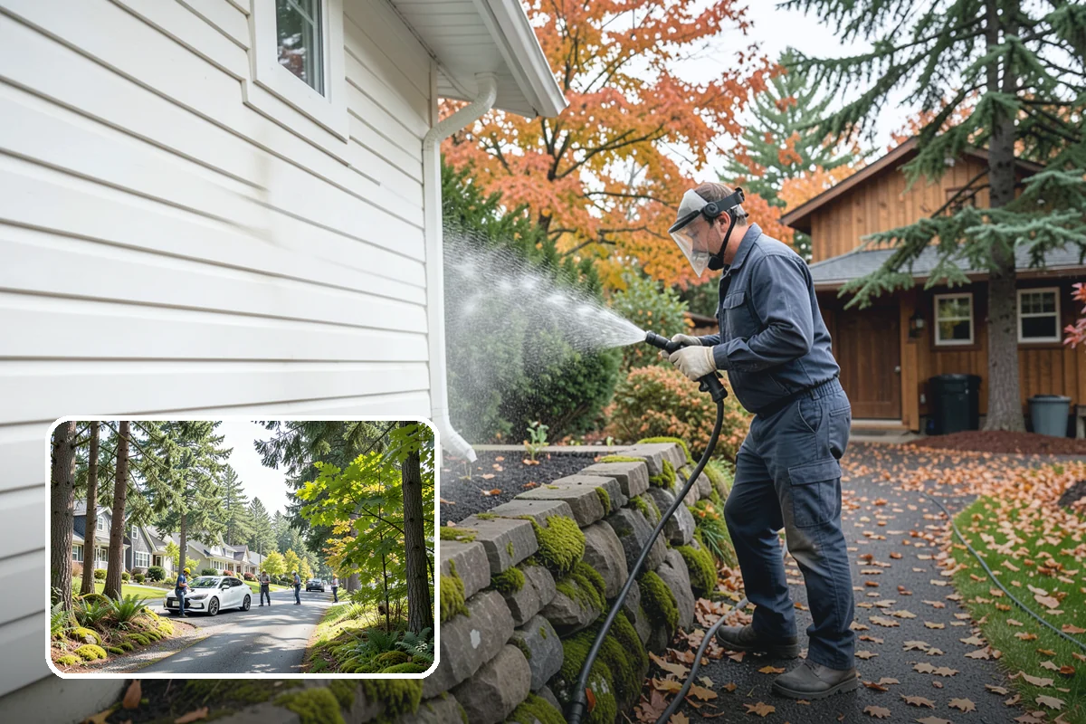 Stone Surface Cleaning in Normandy Park, King County, WA - Clears moss, algae, and organic staining from stone
