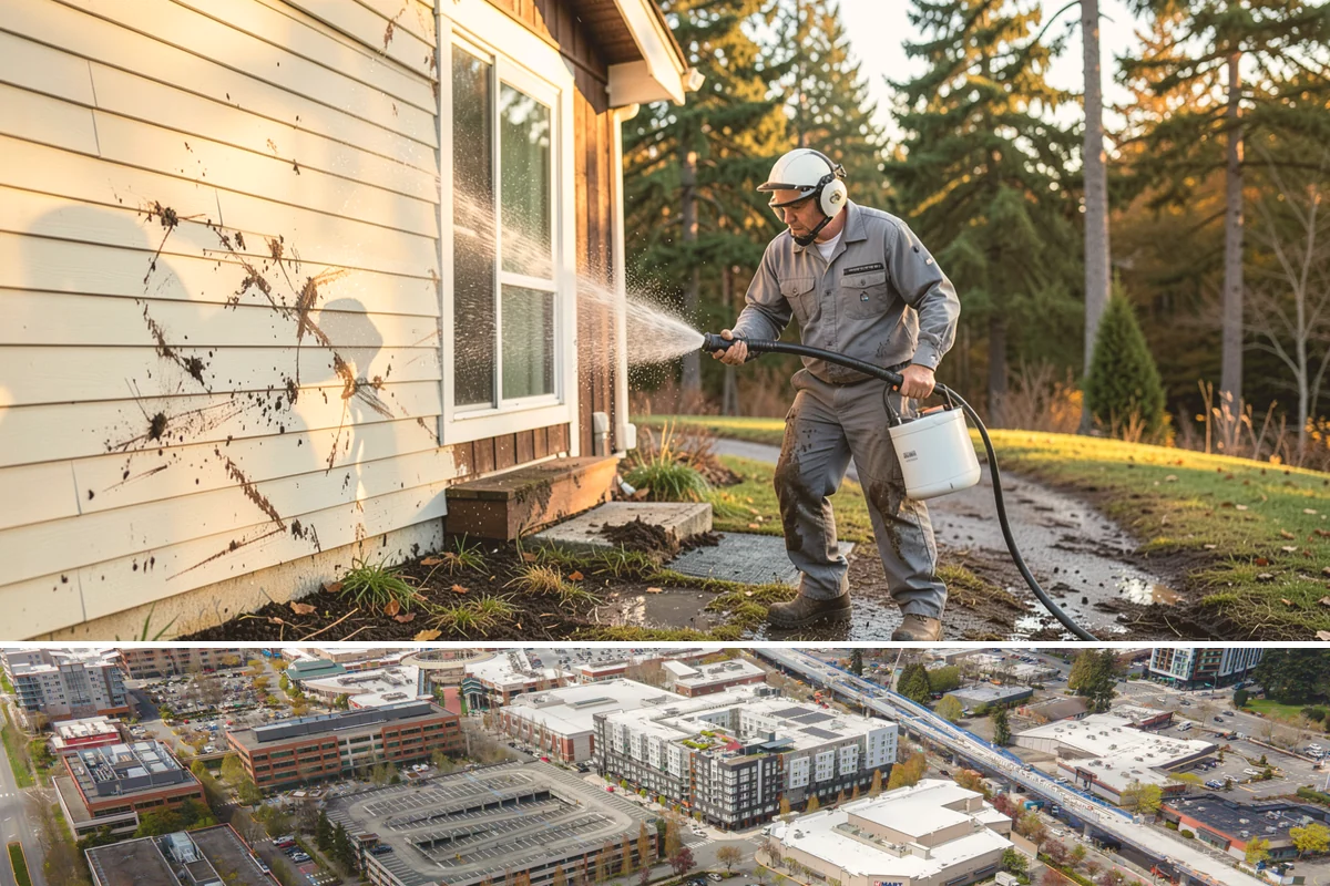 Stone Surface Cleaning in Redmond, King County, WA - Clean stone surfaces in spring or summer to remove the moss and algae that thrive through the damp, shaded winter.