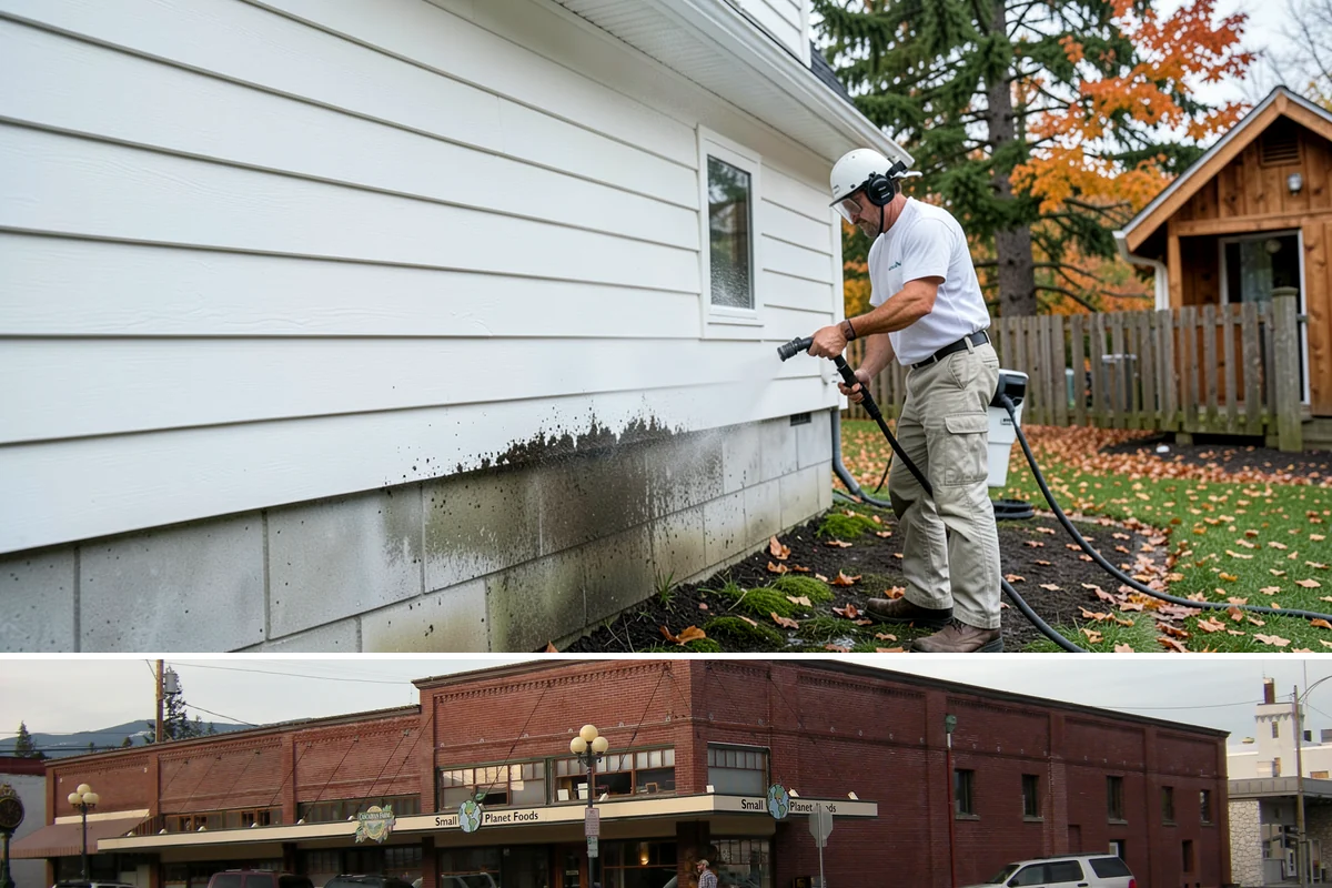 Stone Surface Cleaning in Sedro-Woolley, Skagit County, WA - Clean stone surfaces in spring or summer to remove the moss and algae that thrive through the damp, shaded winter.