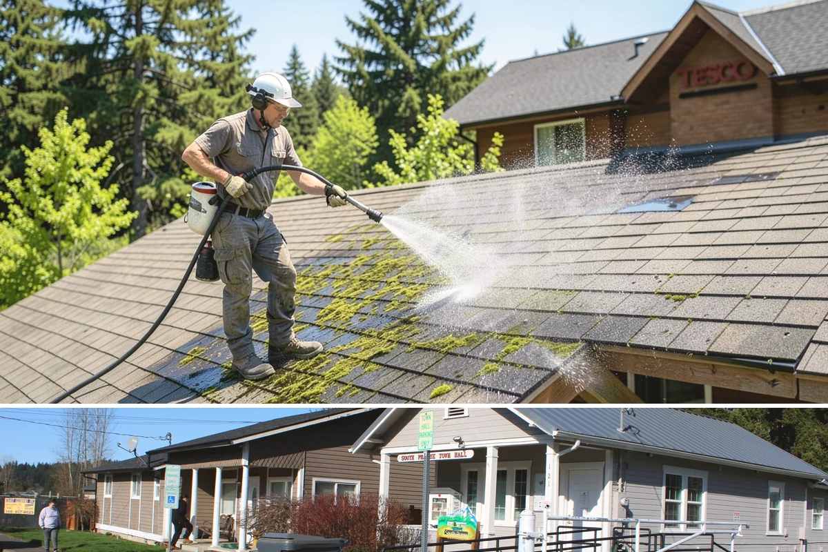 Stone Surface Cleaning in South Prairie, Pierce County, WA - Clean stone surfaces in spring or summer to remove the moss and algae that thrive through the damp, shaded winter.