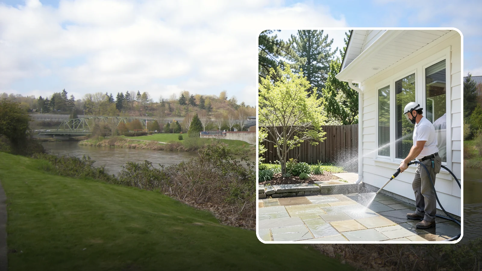 Stone Surface Cleaning in Tukwila, King County, WA - Cleaning of natural and manufactured stone surfaces that clears moss, algae, and staining while protecting the stone.