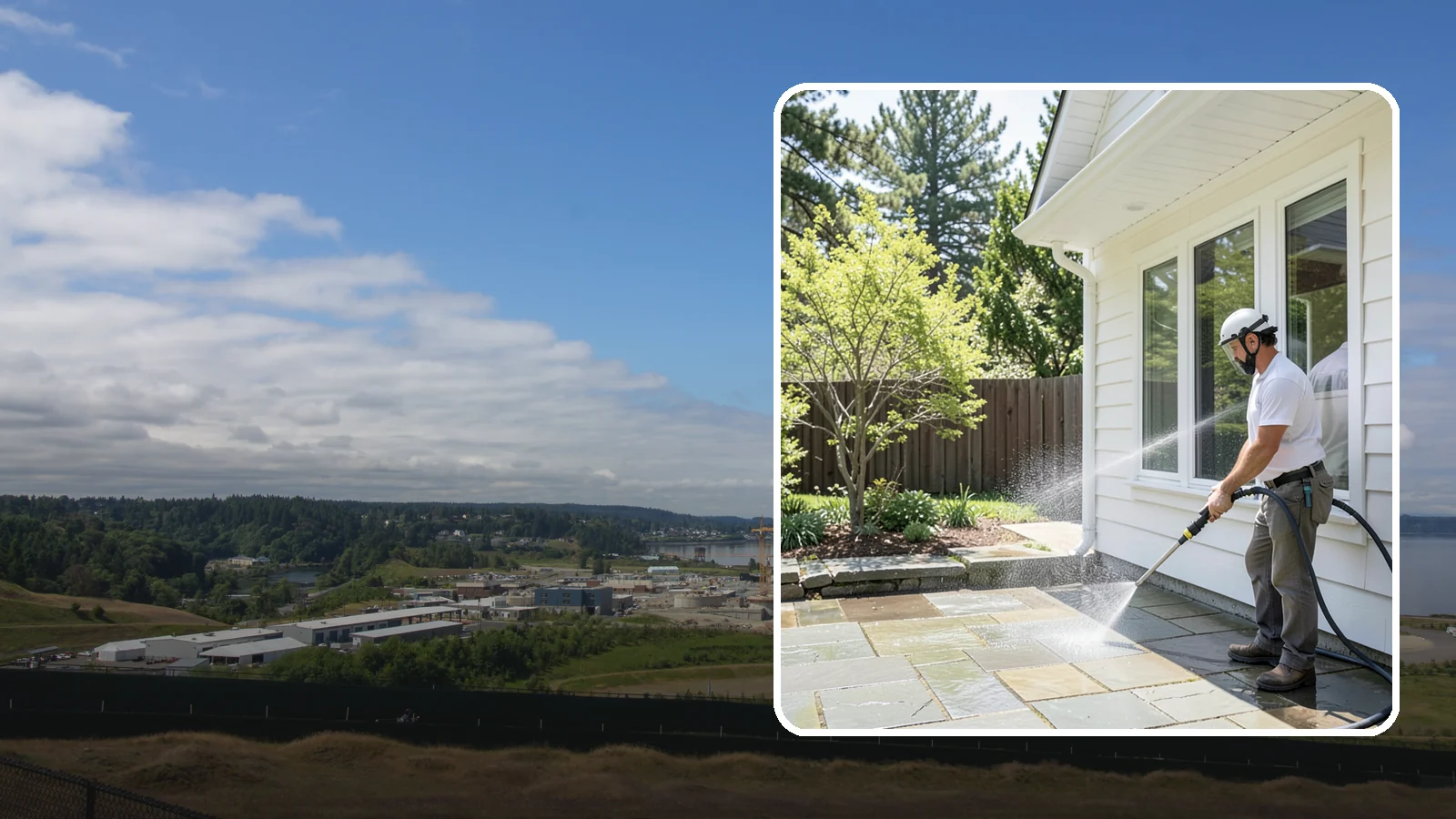 Stone Surface Cleaning in University Place, Pierce County, WA - Cleaning of natural and manufactured stone surfaces that clears moss, algae, and staining while protecting the stone.