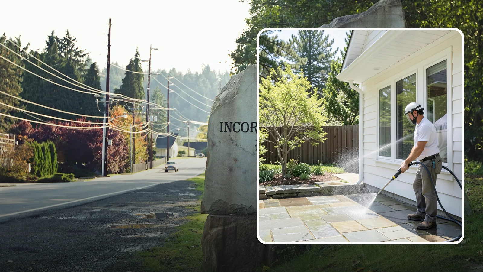 Stone Surface Cleaning in Wilkeson, Pierce County, WA - Cleaning of natural and manufactured stone surfaces that clears moss, algae, and staining while protecting the stone.