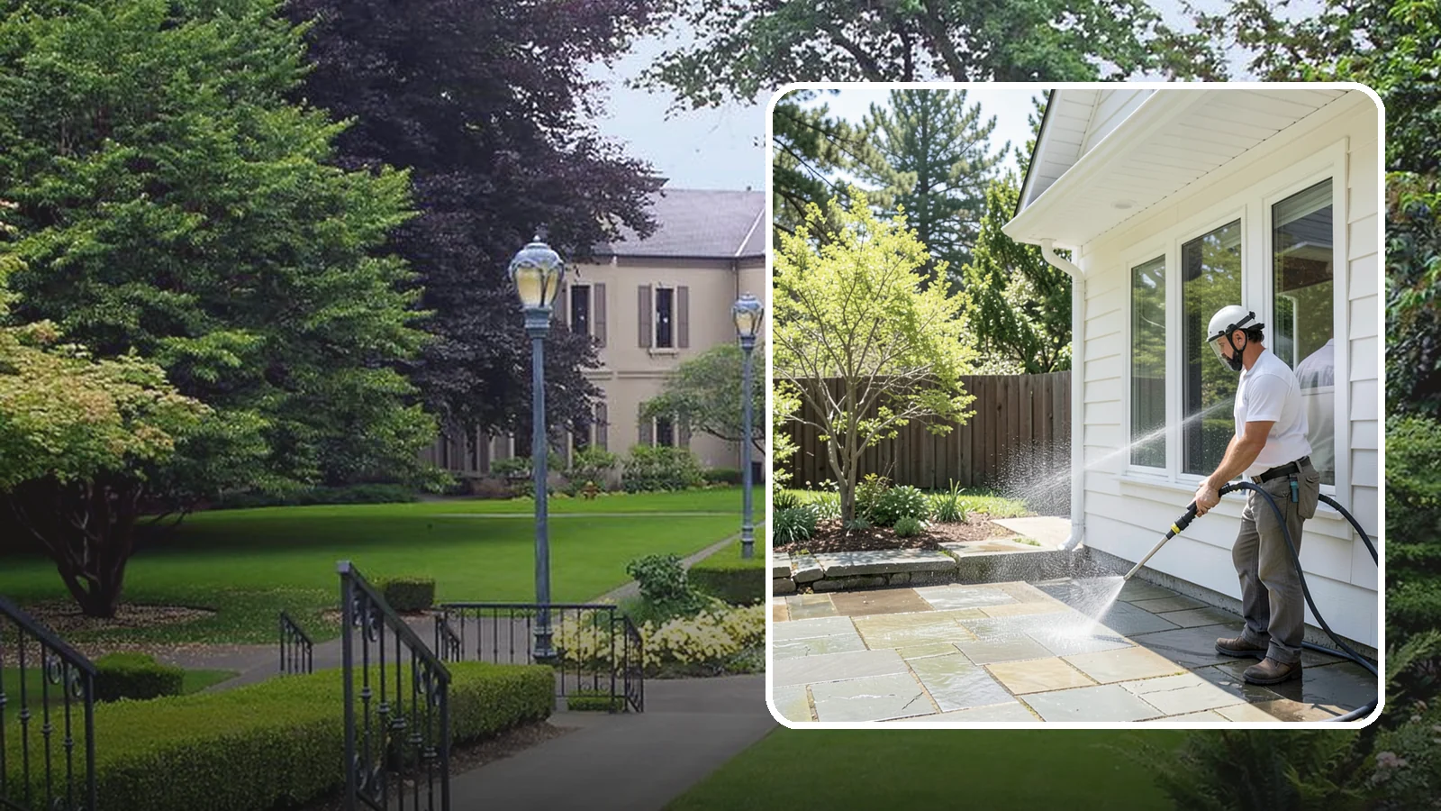 Stone Surface Cleaning in Woodinville, King County, WA - Cleaning of natural and manufactured stone surfaces that clears moss, algae, and staining while protecting the stone.