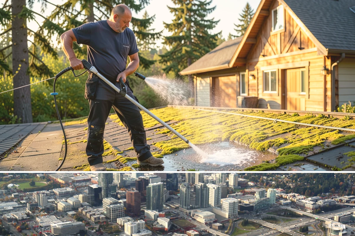 Stone Walkway Cleaning in Bellevue, King County, WA - Stone walkways clean best in warm, dry summer weeks that allow the porous surface to dry evenly.
