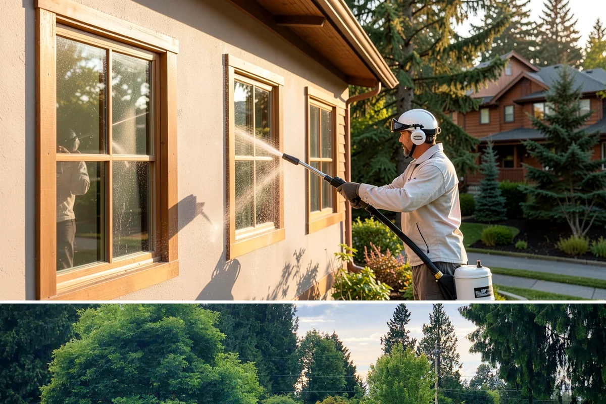 Stone Walkway Cleaning in Bonney Lake, Pierce County, WA - Stone walkways clean best in warm, dry summer weeks that allow the porous surface to dry evenly.